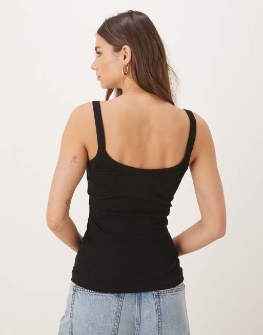 Gina Tricot - Geribbelde top in zwart, 2 van 4