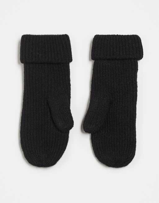 Gina Tricot - Geribbelde wanten in zwart, 3 van 3