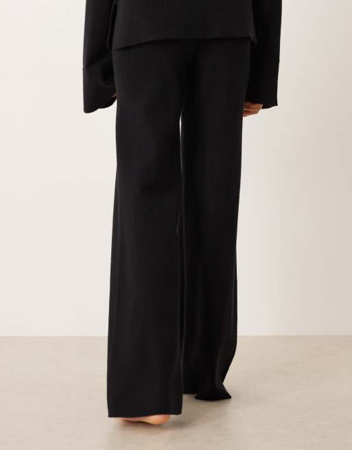 Gina Tricot – Gerippte Feinstrickhose in Schwarz mit geradem Bein, Kombiteil, 5 von 5