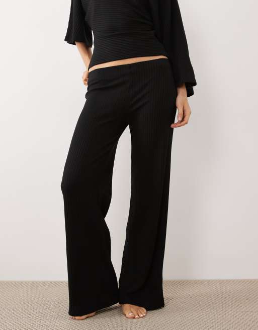 Gina Tricot – Gerippte Hose in Schwarz, Kombiteil, 2 von 5