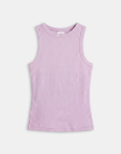 Gina Tricot – Geripptes Basic-Tanktop in Fliederlila mit hohem Baumwollanteil, 5 von 7
