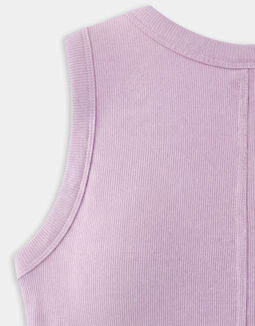 Gina Tricot – Geripptes Basic-Tanktop in Fliederlila mit hohem Baumwollanteil, 8 von 8