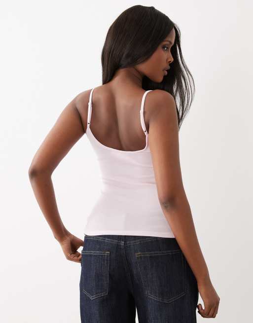 Gina Tricot – Geripptes Trägerhemd in Rosa, 2 von 4