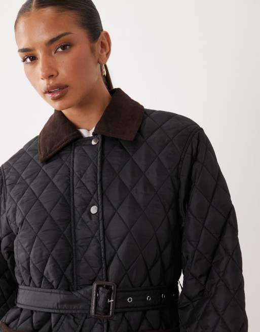 Gina Tricot gesteppte Jacke mit Gürtel in Schwarz, 3 von 4
