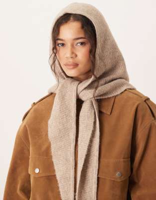 Gina Tricot - Gestrickte Kapuze in Beige-Neutral