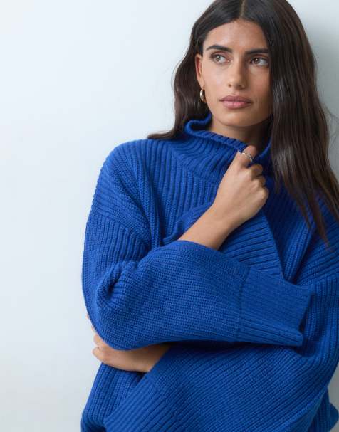 Gina Tricot gestrickter Rollkragenpullover in Blau - view 1