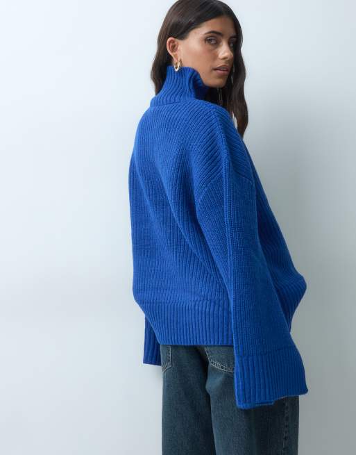 Gina Tricot gestrickter Rollkragenpullover in Blau, 5 von 5