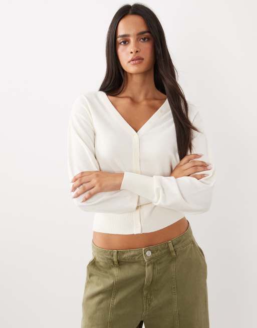 Gina Tricot getailleerd vest met ceintuur in gebroken wit, 2 van 4