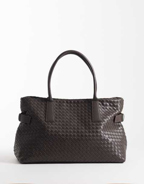 Gina Tricot - Gevlochten vierkante tote tas in bruin - view 1