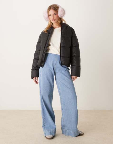 Gina Tricot - Gewatteerd jack met capuchon in zwart - view 1