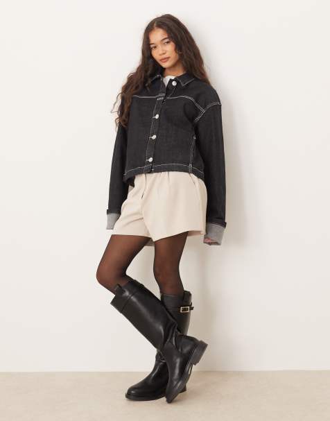 Giacca Di Jeans Donna Con Maniche 3/4 | Giacca Vintage Sbiadita Bianca, Girocollo, Abbottonata - Lavaggio Chic - Foto 4