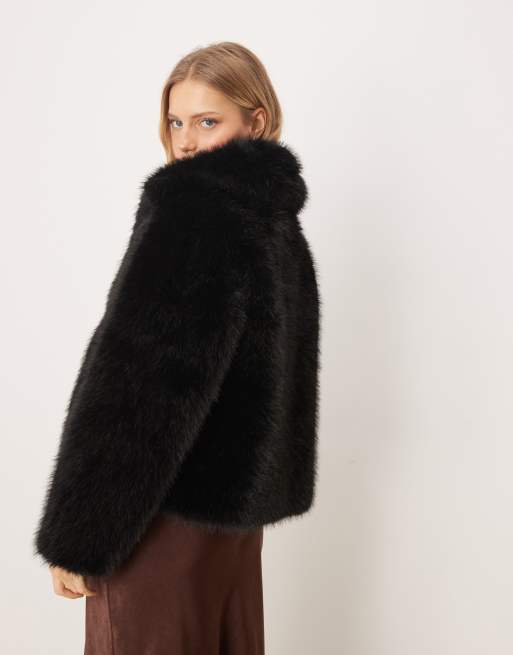 Gina Tricot - Giacca nera in pelliccia sintetica, 3 di 4