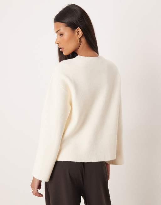 Gina Tricot - Gilet boutonné en maille - Crème, 4 de 4