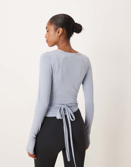 Gina Tricot - Gilet cache-cœur doux avec manches longues - Bleu poudré, 2 de 4