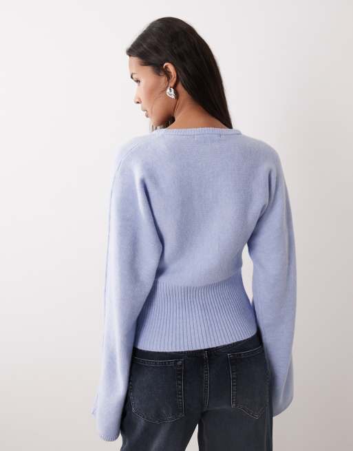 Gina Tricot - Gilet cintré à la taille en maille - Bleu clair, 3 de 4