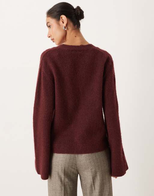 Gina Tricot - Gilet décontracté en maille avec poches - Bordeaux, 2 de 4