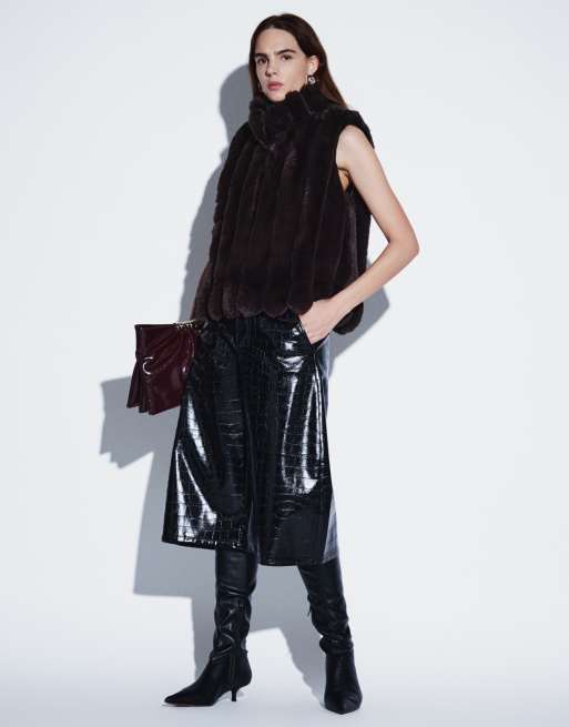 Gina Tricot gilet faux-fur marron, 2 de 4