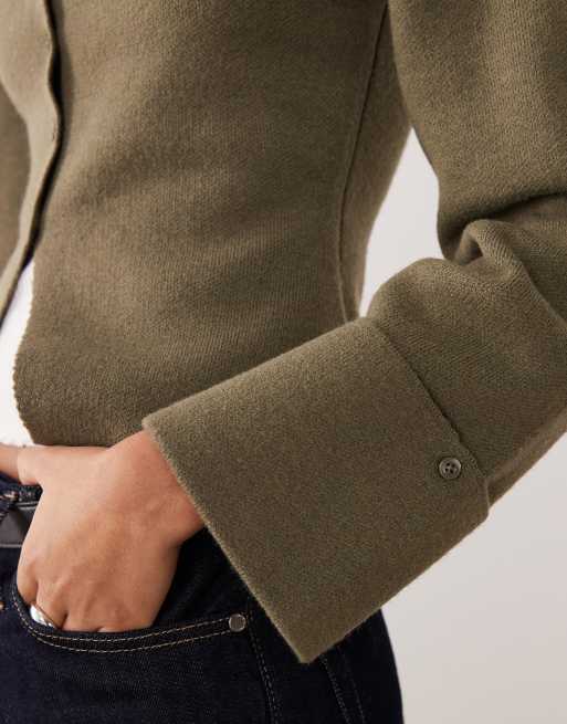 Gina Tricot - Gilet structuré à manches longues en maille - Kaki, 3 de 4