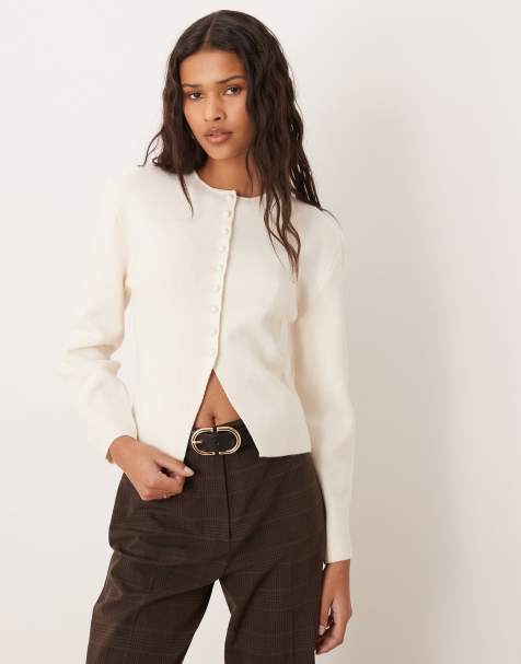 Gina Tricot - Gilet structuré en maille compacte - Crème - view 1