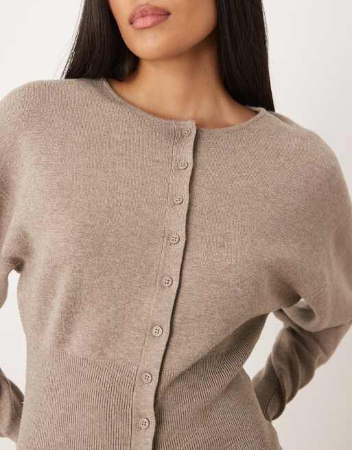 Gina Tricot - Gilet structuré et boutonné en maille - Marron chiné, 3 de 4