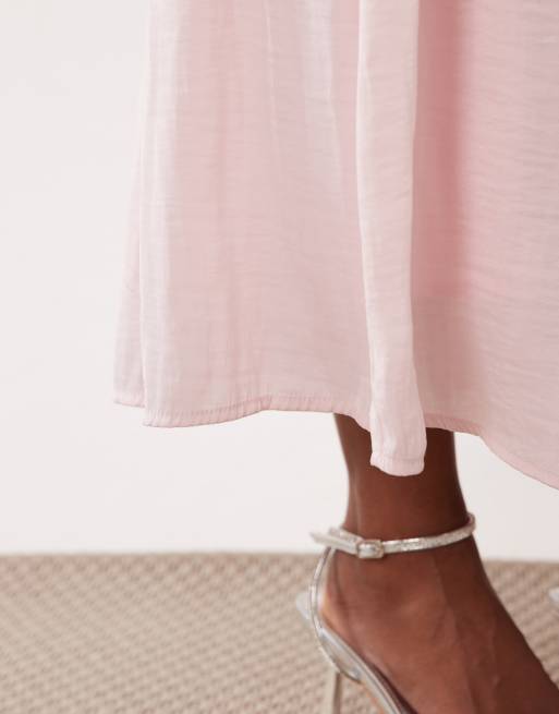 Gina Tricot - Gonna lunga a pieghe rosa chiaro con vita scesa, 3 di 5