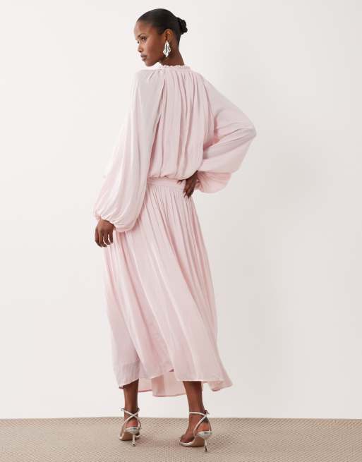 Gina Tricot - Gonna lunga a pieghe rosa chiaro con vita scesa, 5 di 5