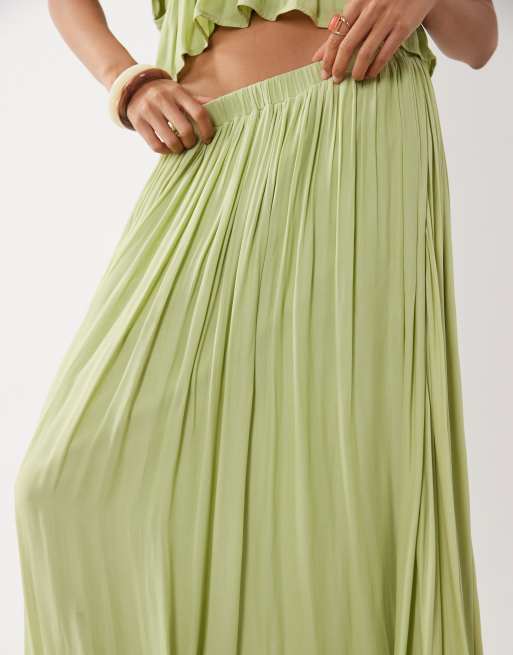 Gina Tricot - Gonna lunga ampia trasparente verde chiaro in coordinato, 2 di 5