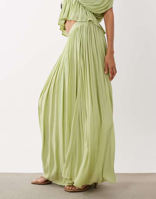 Gina Tricot - Gonna lunga ampia trasparente verde chiaro in coordinato, 3 di 5
