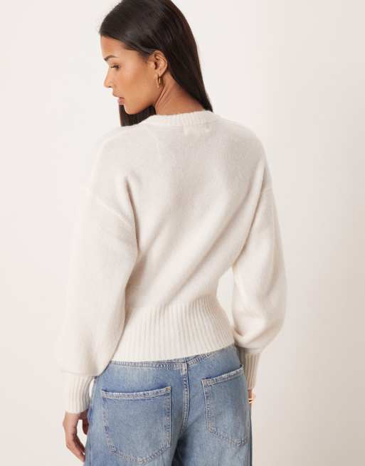 Gina Tricot – Gräddvit, stickad och kort kofta i alpacka och ull, 4 av 4