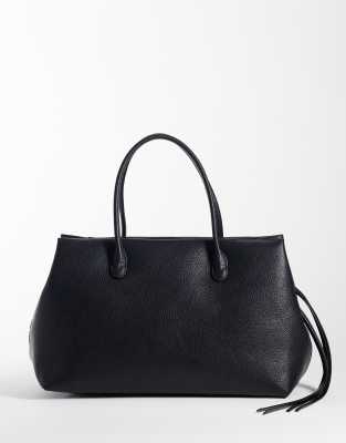 Gina Tricot Grained Pu Tote Bag In Black