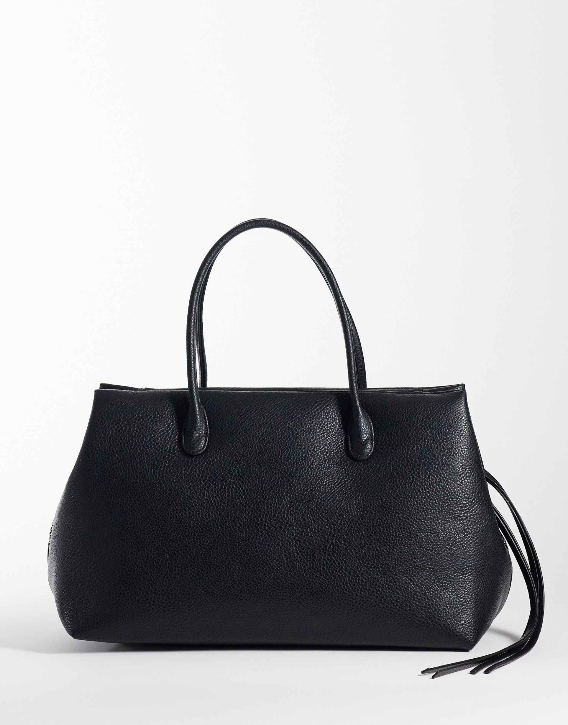 gina tricot grained pu tote bag in black