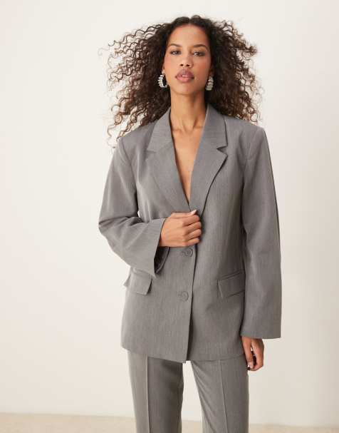 Gina Tricot – Gråmelerad kavaj i oversize, del av set - view 1