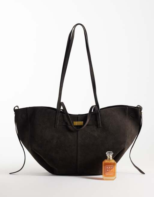 Gina Tricot grand sac cabas avec détail de sangle, marron, 2 de 4