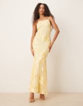 Topshop knot neck deep cowl occasion midi in green snake