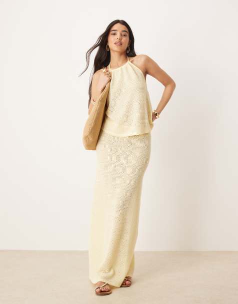 Gina Tricot – Gult, virkat set med topp och kjol - view 1