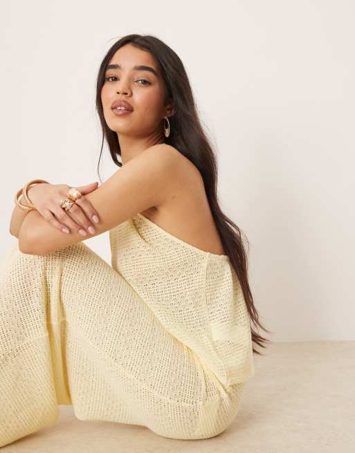 Gina Tricot halterneck crochet top in yellow - part of a set