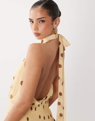 Gina Tricot Halterneck Mini Dress In Yellow