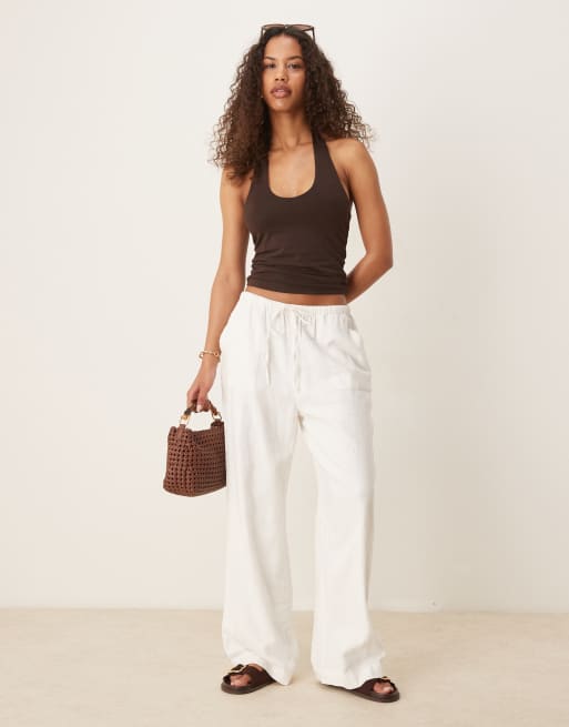 Gina Tricot halterneck top in brown
