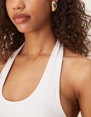Gina Tricot halterneck top in white