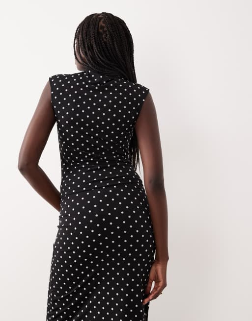 Gina Tricot - Haut d'ensemble à pois avec col cheminée - Noir et blanc, 2 de 4
