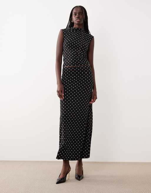 Gina Tricot - Haut d'ensemble à pois avec col cheminée - Noir et blanc, 4 de 4