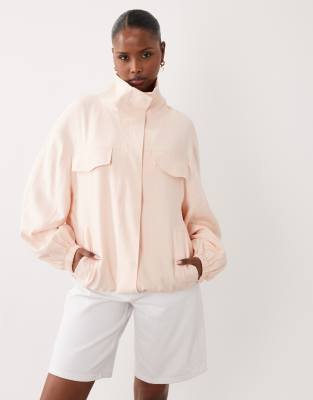 Gina Tricot High Neck Cargo Jacket In Pink