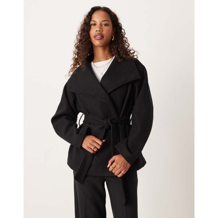 【cornerstone】 HIGH NECK SHORT COATS 1200W-5694-Black-0-