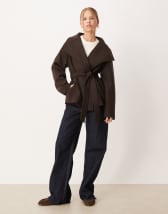 & Other Stories wool look mock neck short jacket in black