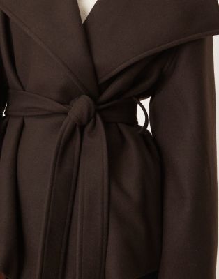 Gina Tricot High Neck Short Jacket In Brown