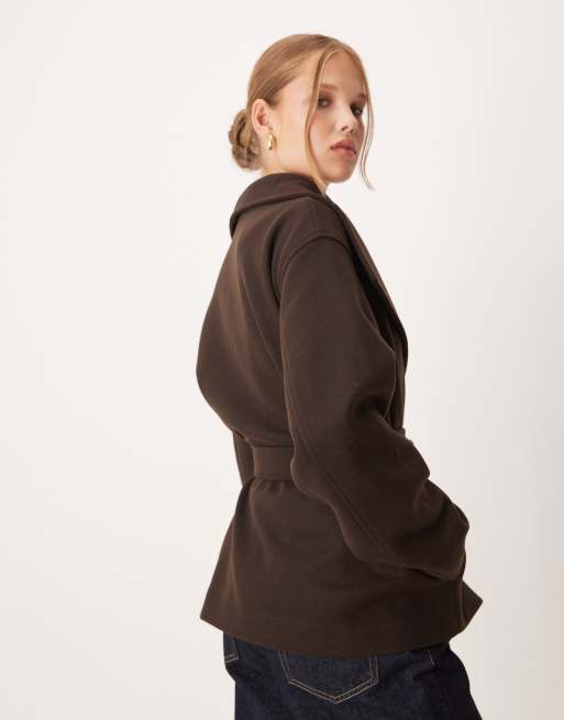 Gina Tricot high neck short jacket in brown