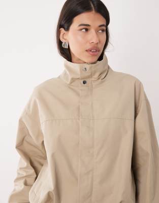 Gina Tricot High Neck Short Jacket In White