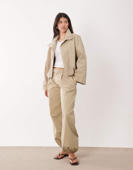 Gina Tricot high neck short jacket in khaki beige - part of a set