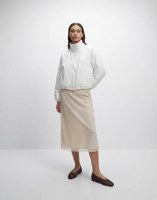 Gina Tricot high neck sporty short jacket in white, 8 of 11