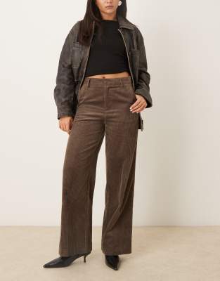 Gina Tricot High Waist Corduroy Pants In Brown
